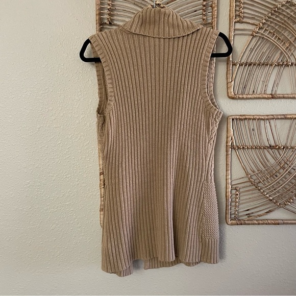 Lauren Ralph Lauren Cable Knit Sweater Vest Sleeveless Tan Women's Sz L  B9 - Picture 3 of 11